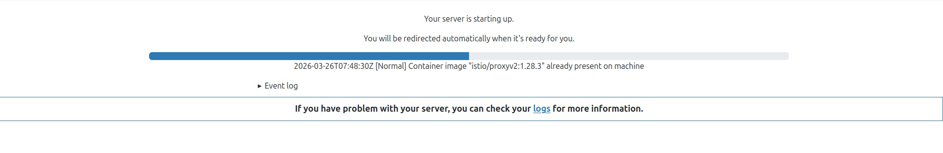 Ladebildschirm beim Serverstart